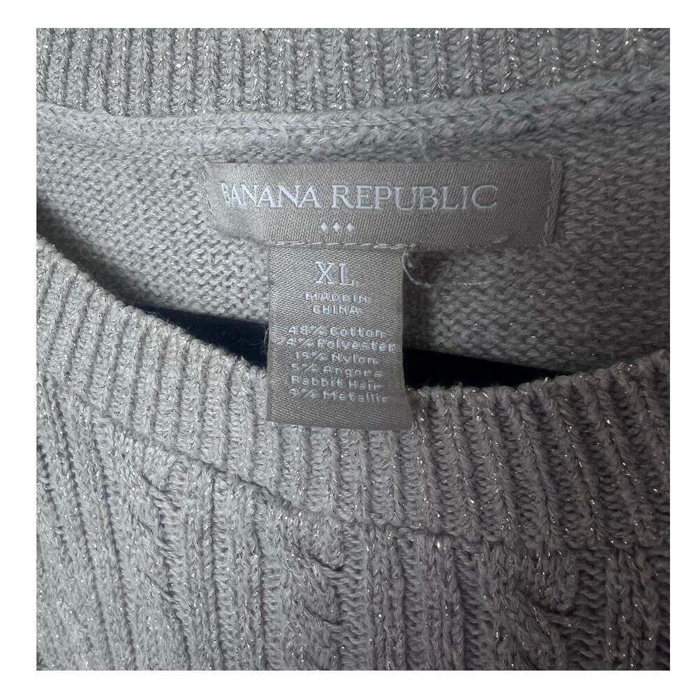 Banana Republic Women's Cable Knit Metallic Sweater Shoulder Button Size XL - Picture 2 of 9